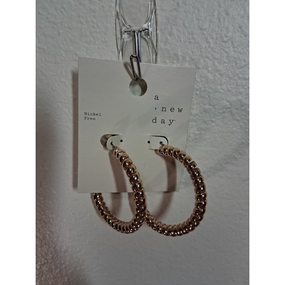 NWT A New Day Hoop Earring Set Gold Nickel Free Spiral Coil Style